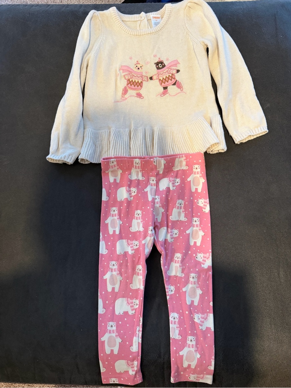 Gymboree Cream Sweater and Pink Polar Bear Leggings Set